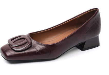 French style  Work Shoes Pumps Chunky Heel