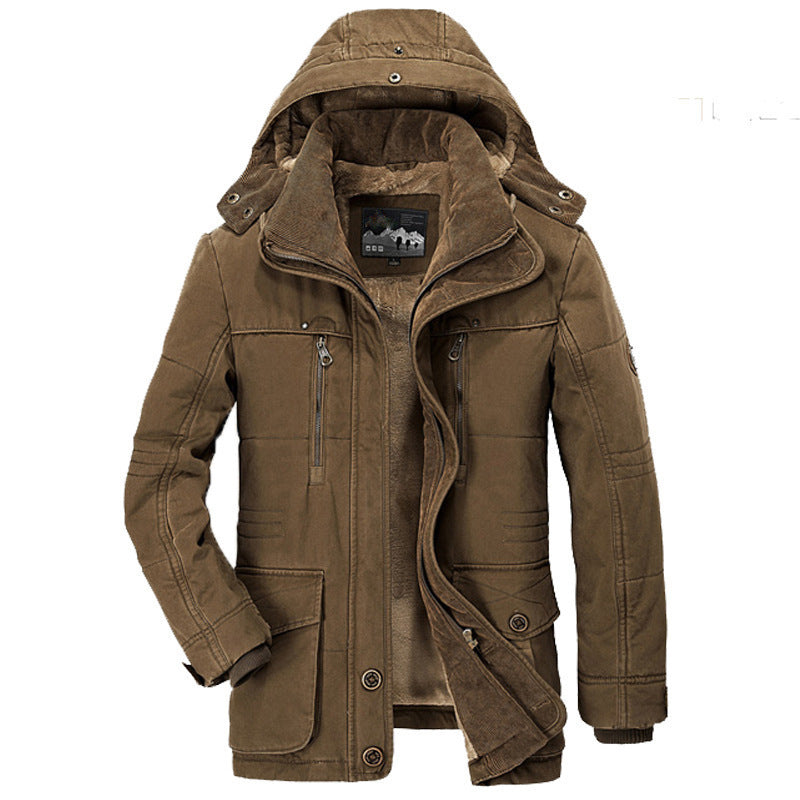 Men's Cotton-padded Coat Mid-length Fleece-lined Thickened