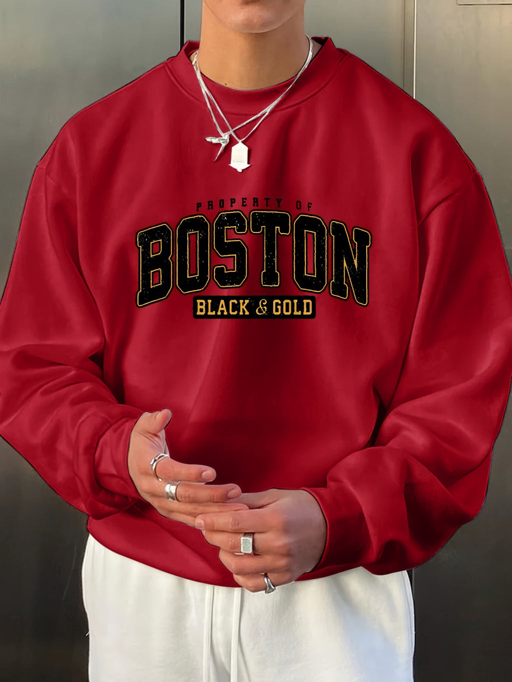 Fashion Men's Casual Long Sleeve Crew Neck Pullover Sweatshirt