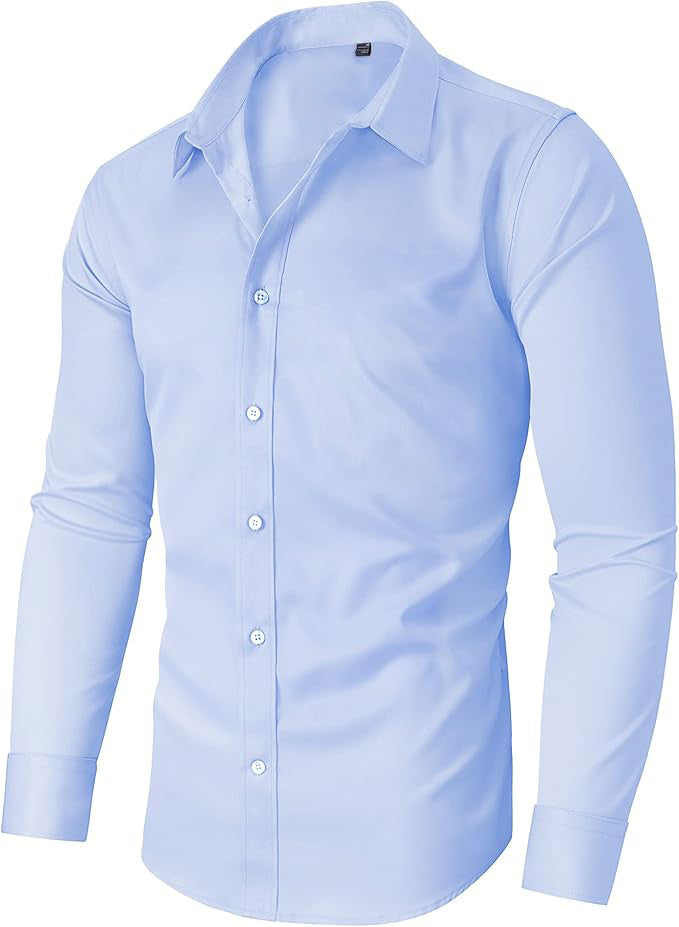 Mens Slim-Fit Solid-Color Work Shirt