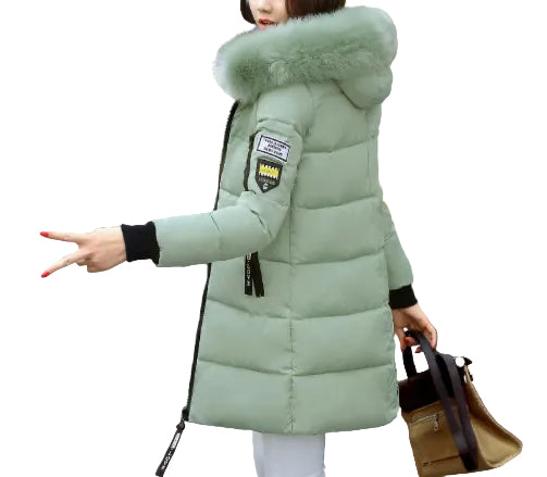 Slim thick cotton jacket large fur collar cotton suit