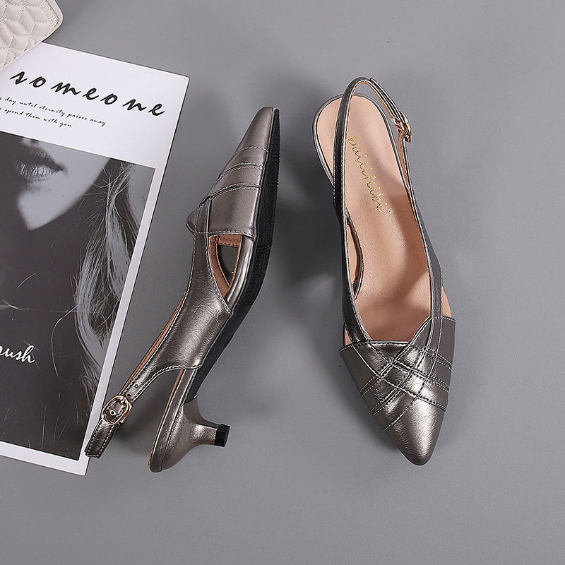 Leather Mid-heel Sandals