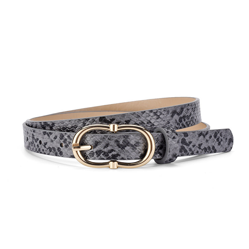 Versatile Snake Print Leather Belt