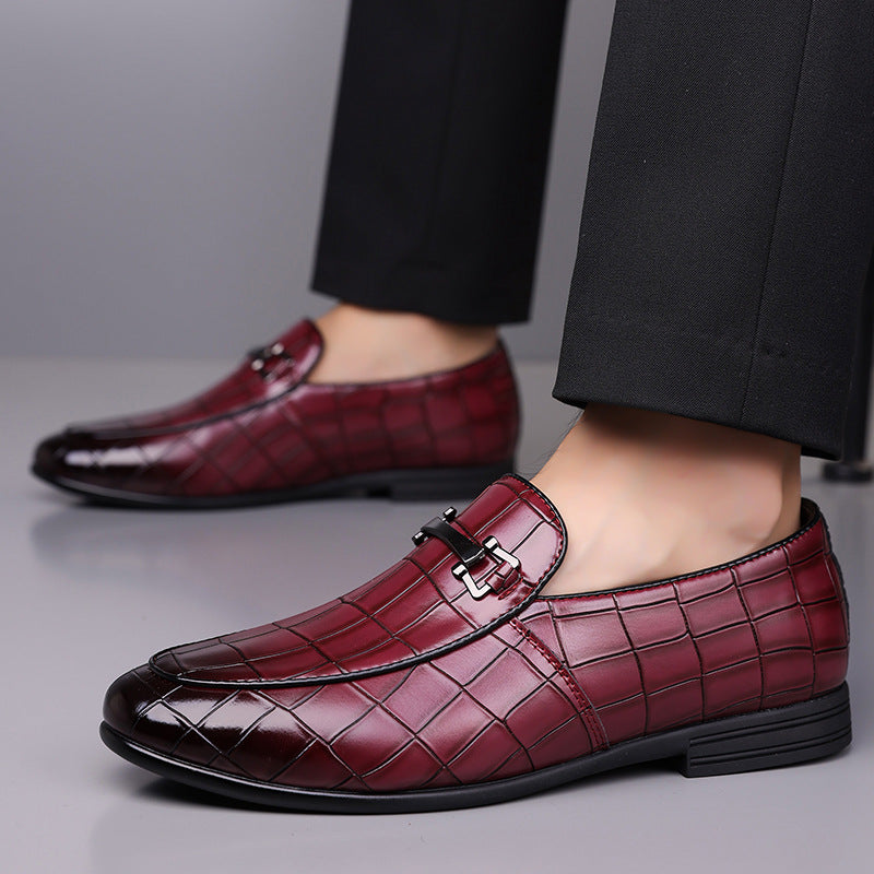 Men's Plaid Rubber Sole Lightweight Leather Shoes