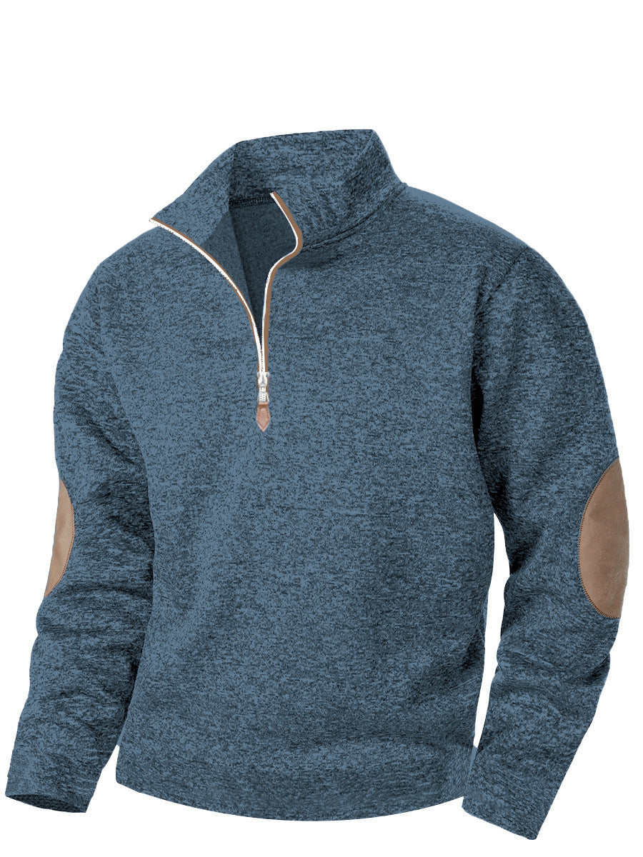 Men's Casual Jacquard Cardigan Sweater With Jointed Panels