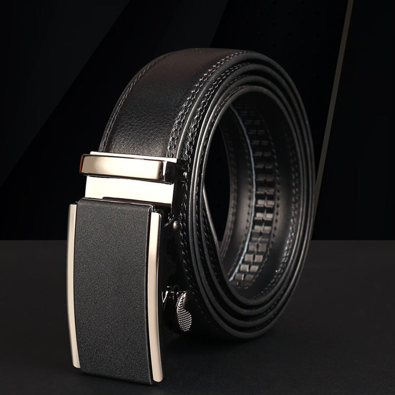 Leather Automatic Buckle Two-layer Cowhide Embossed Belt