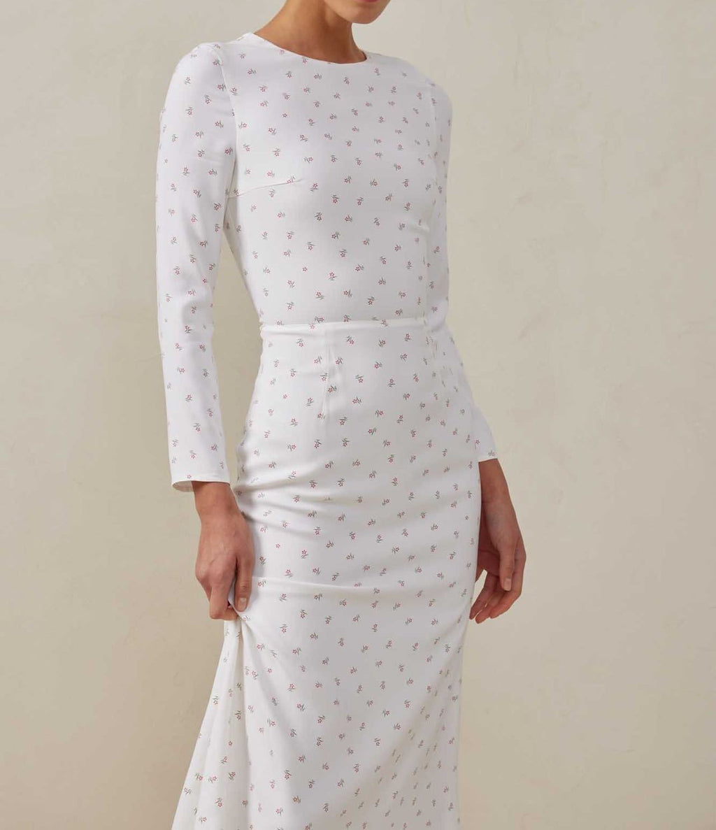 Fitted Vintage Floral Long Sleeve Dress