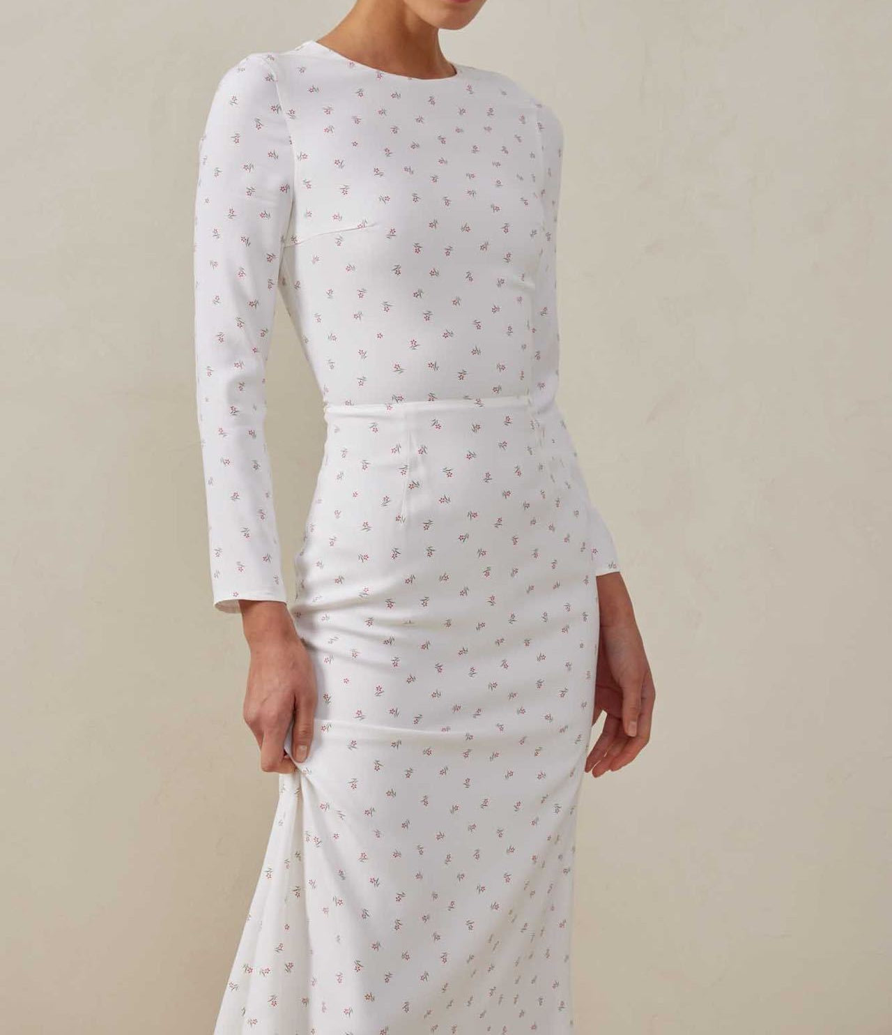 Fitted Vintage Floral Long Sleeve Dress