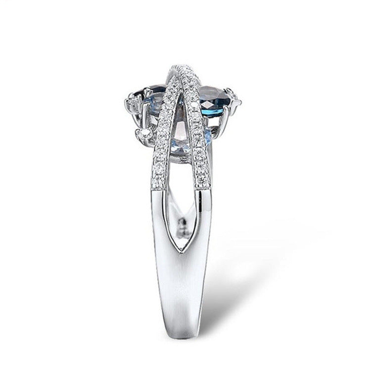 New European And American Retro Creative Hollow Zircon Earrings Ring