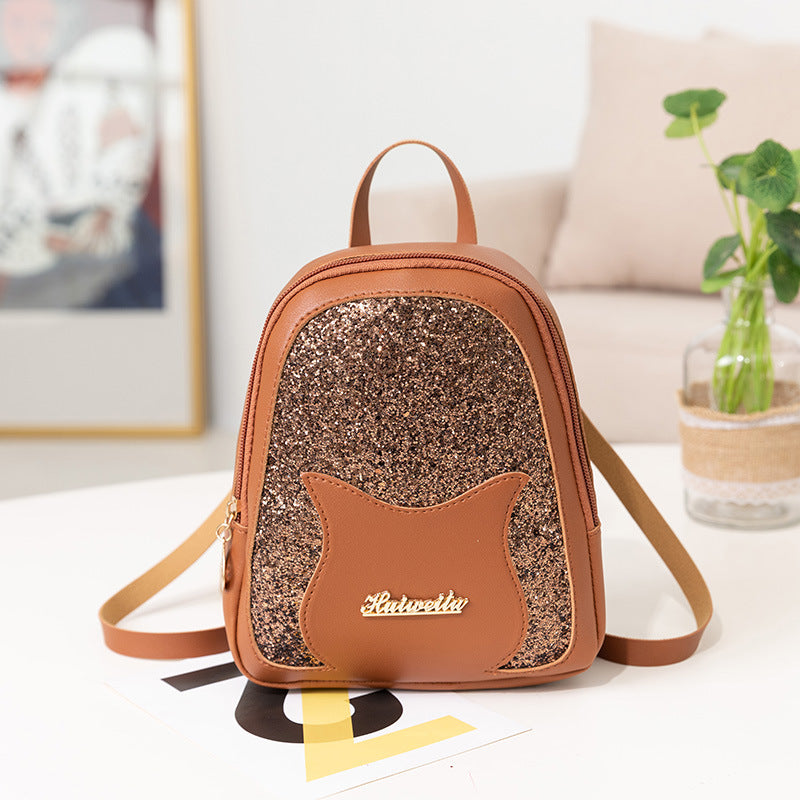 Female Bag Fashion All-Match Sequined Ladies Mini Backpack Mobile Phone Coin Purse