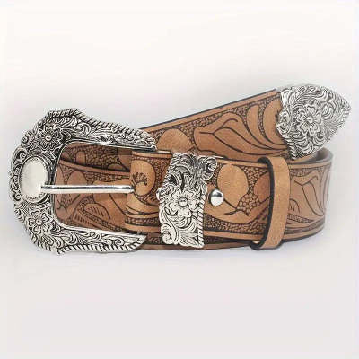 Brown Texture Niche Pin Buckle Belt
