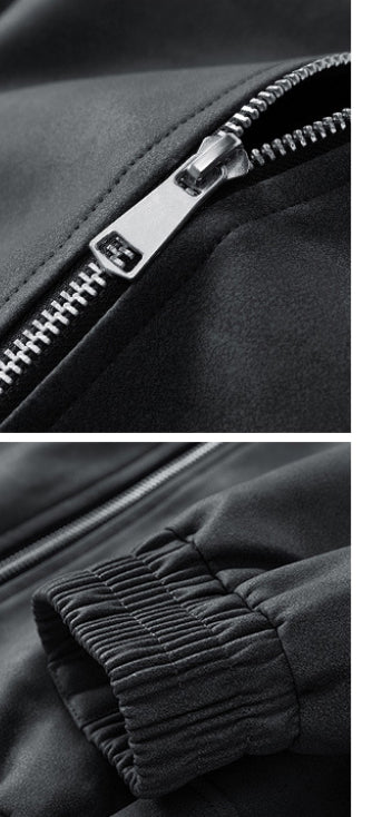 Suede Windbreaker Antique Brown Lapel Jacket