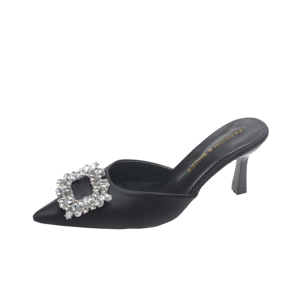 Women’s Rhinestone Closed Toe Half Slippers