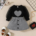 Infant Toddler Long-sleeved Pullover Skirt Two-piece Girl's Cute Love Top Tartan Skirt Suit
