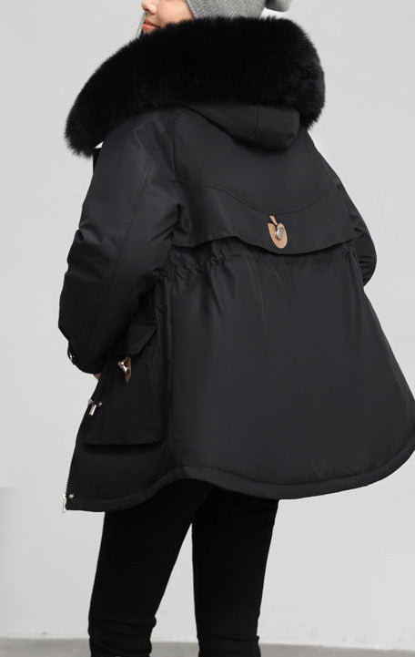 Cross-border Fleece-lined Thickened Parka Collar Slim Fit Slimming Cotton Coat