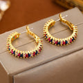Fashion Copper-plated Gold Color Zircon Earrings