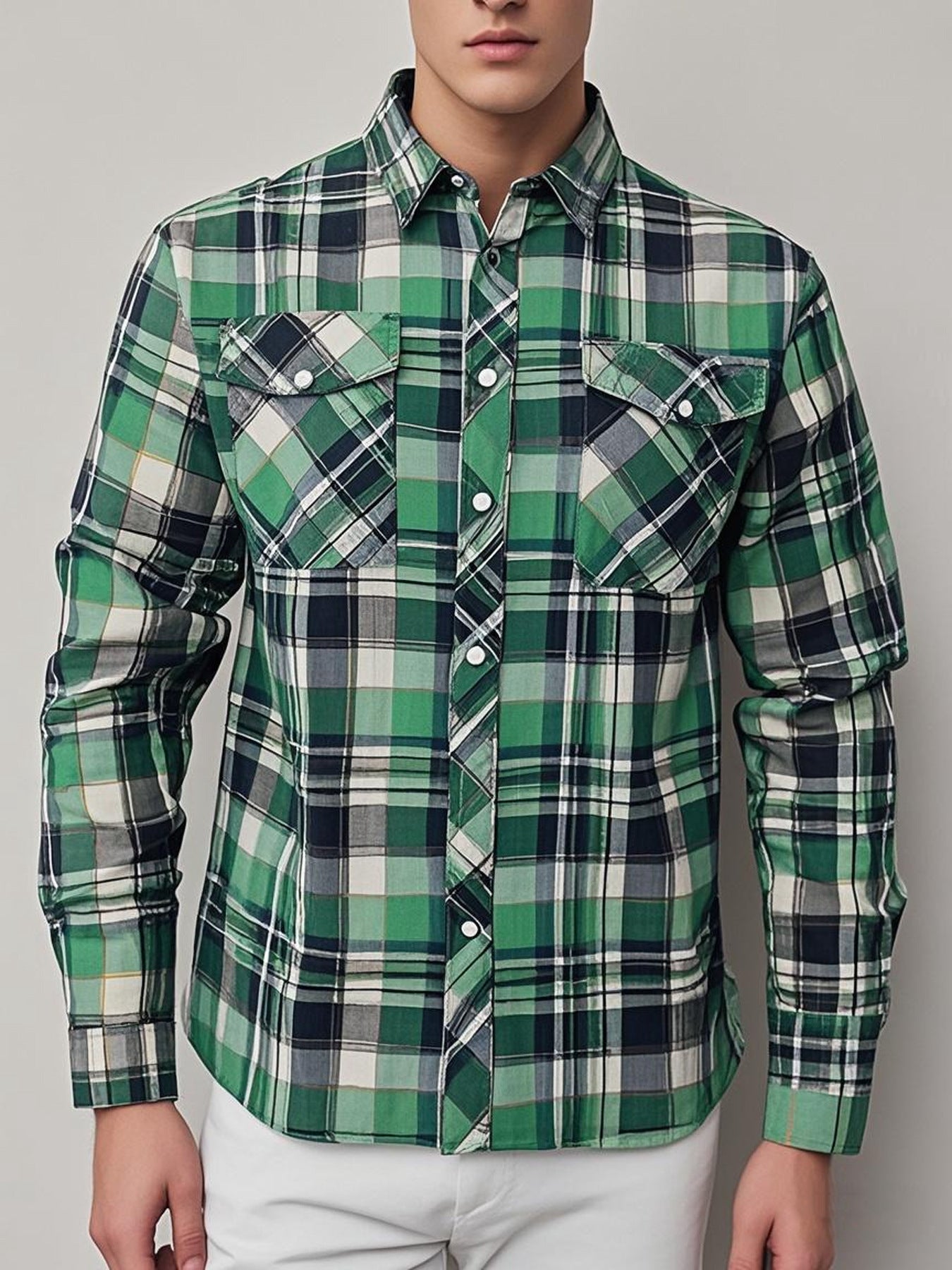 Mens Stylish Long-Sleeve Lapel Shirt