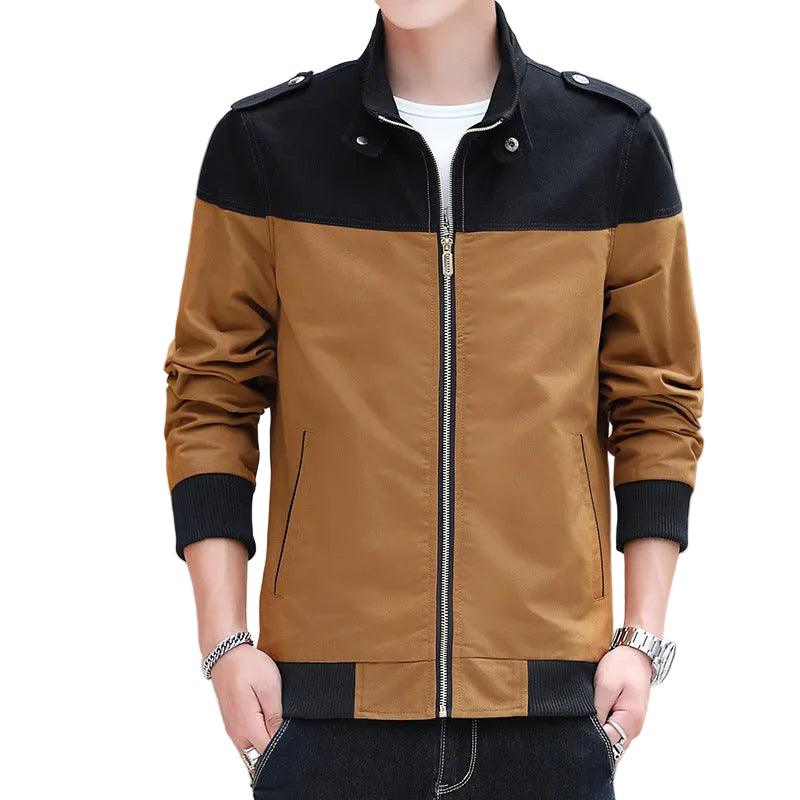Men's Color Stitching Stand-collar Jacket