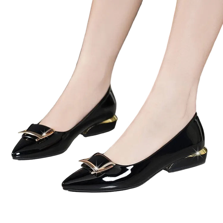 Mid-heel Soft-soled Low-cut Soft-leather Pumps