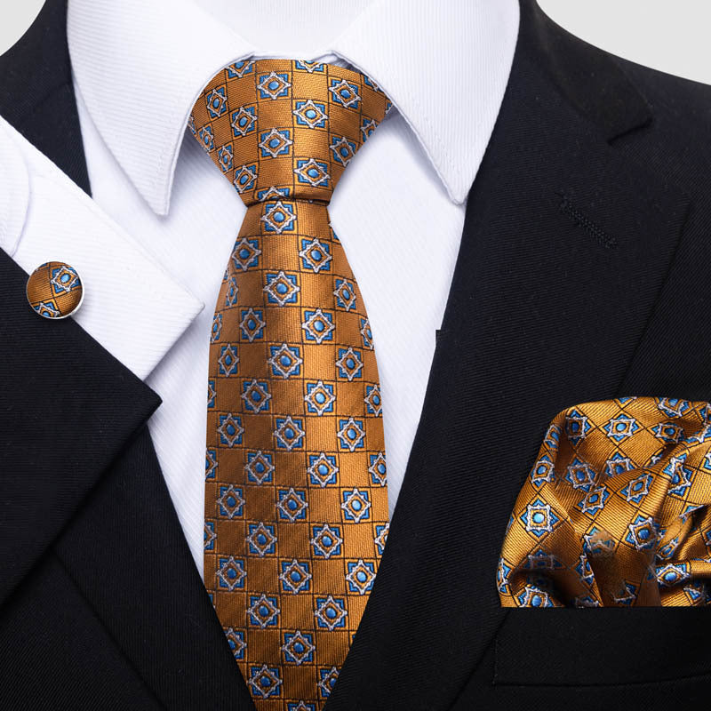 Men's Business  Tie Square Scarf Cufflinks Set