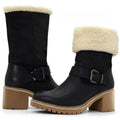 Fashion Boots With Buckle Chunky Heel