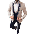 Men's Color Matching Business Casual Suit Three-piece Set