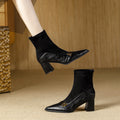 Chunky Heel Pointed Toe High Heel Boots