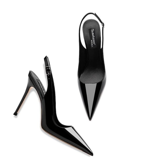 Nude Soft Leather Hollow Female Ankle-strap High Heels