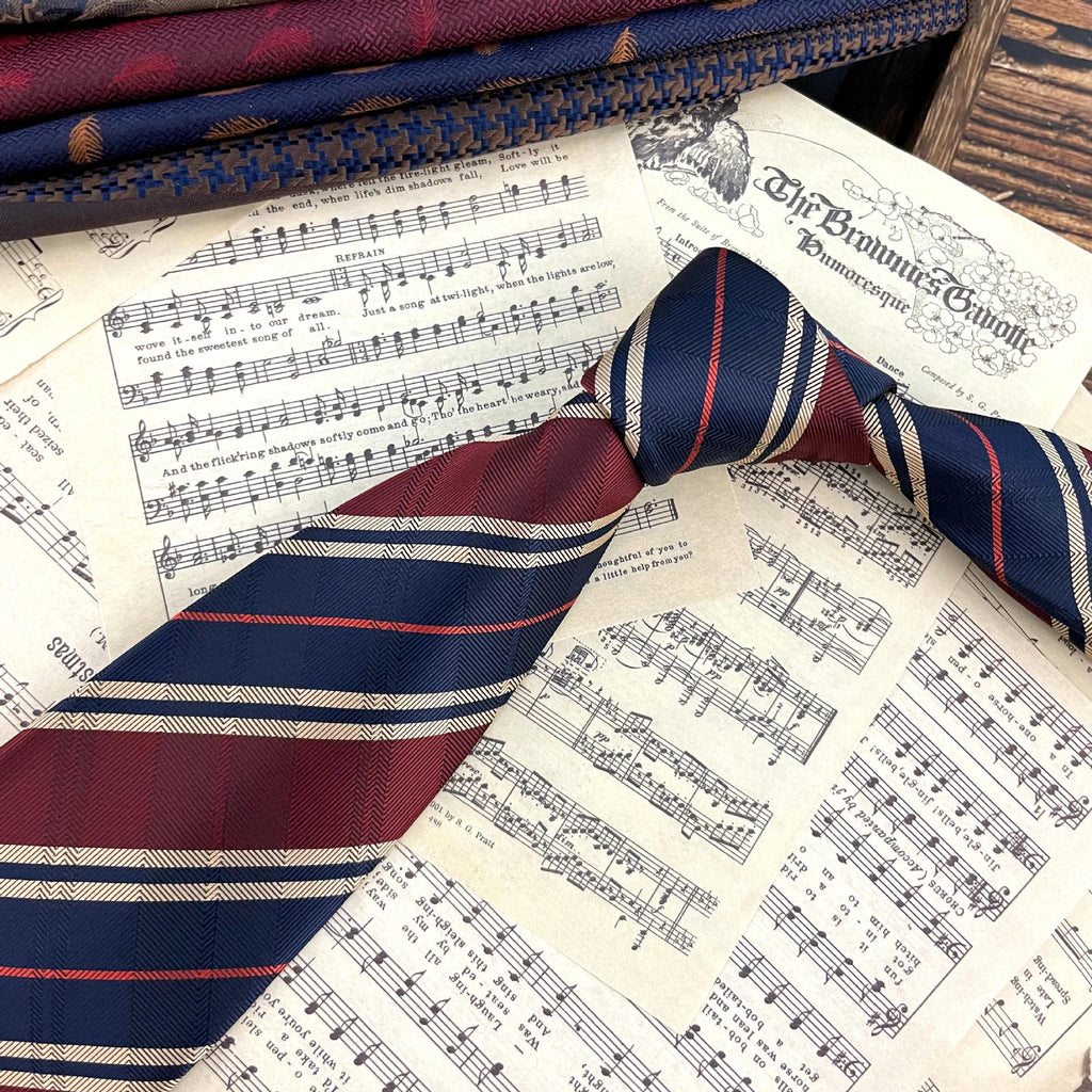 Retro Coffee Color Orange Red Striped Tie Hand Hit 8CM