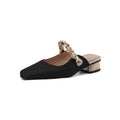 Low Heel Square Head 32-43 National Style Metal Chain Outdoor Slippers