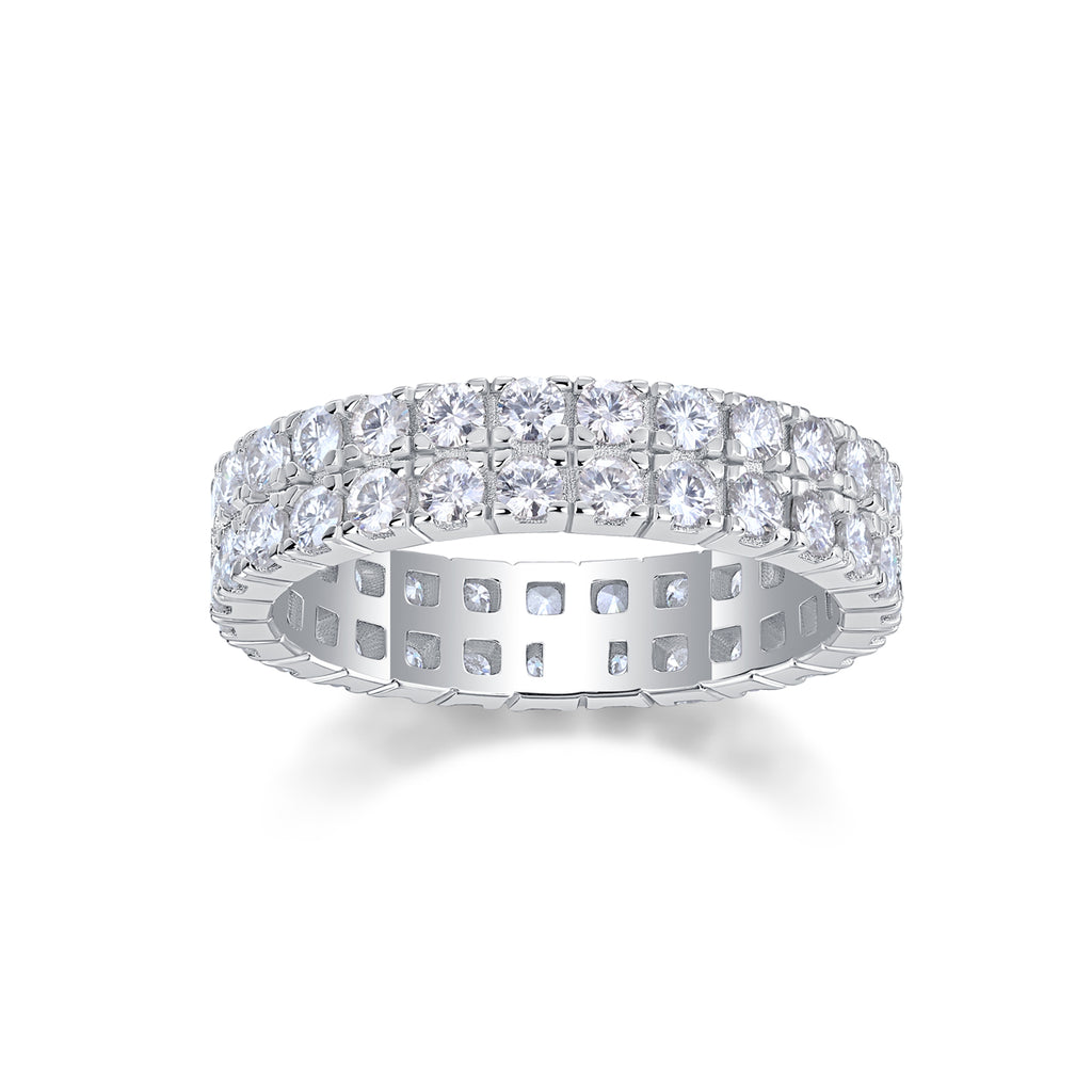 Crystal Love - A Wedding Ring Set With Top-quality Moissanite S925 Silver And Platinum-plated Diamond. The Ring Can Be Inspected With A Diamond Pen