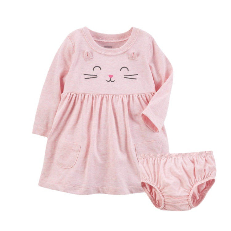 Casual Long-sleeved One-piece Skirt With Briefs Inside