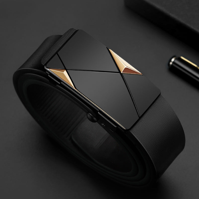 Genuine Leather Toothless Automatic Buckle Cowhide Belt Business Leisure Trend