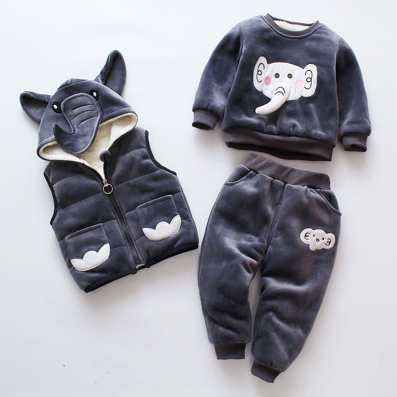 Boys Baby Thickening Three-piece Set