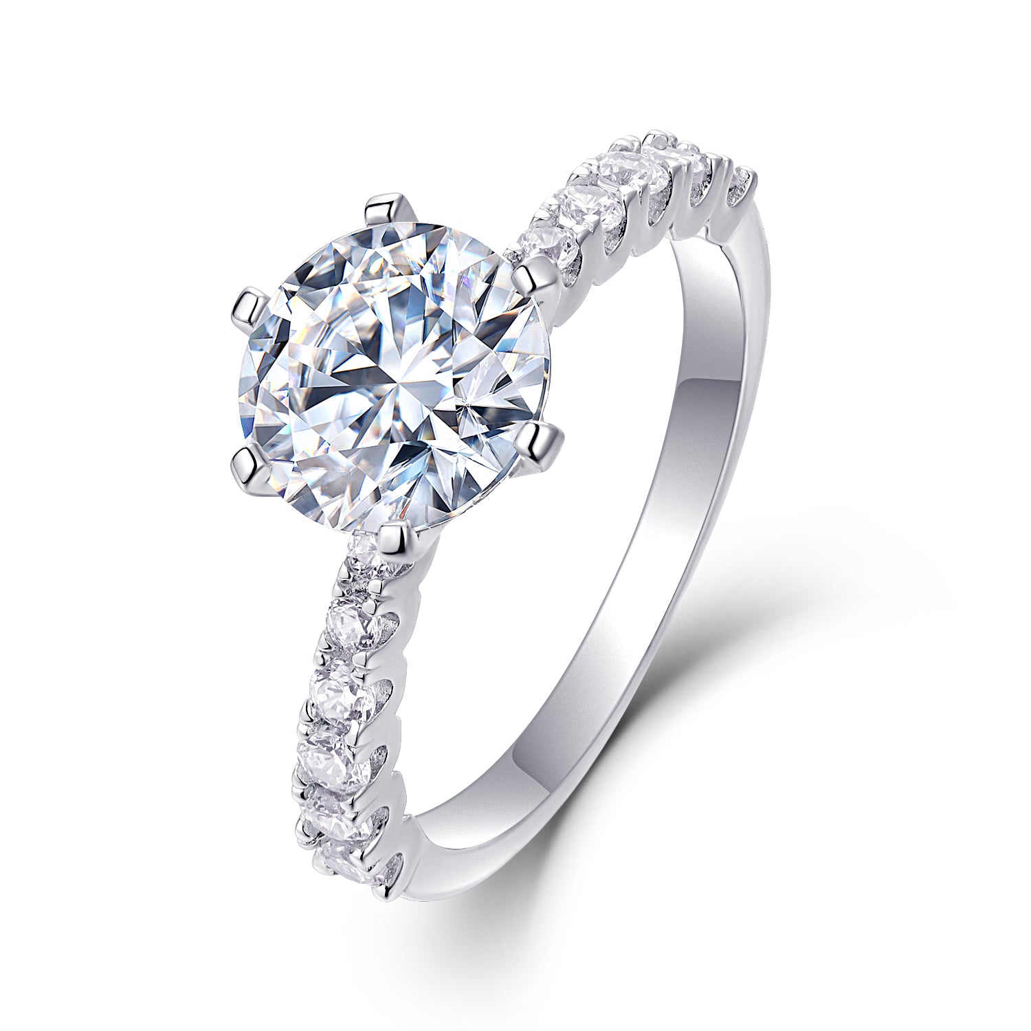 Goddess's Blessing - A Wedding Ring Set With 2-carat Top-quality Moissanite S925 Silver And Platinum-plated Diamond. The Ring Can Be Inspected With A Diamond Pen