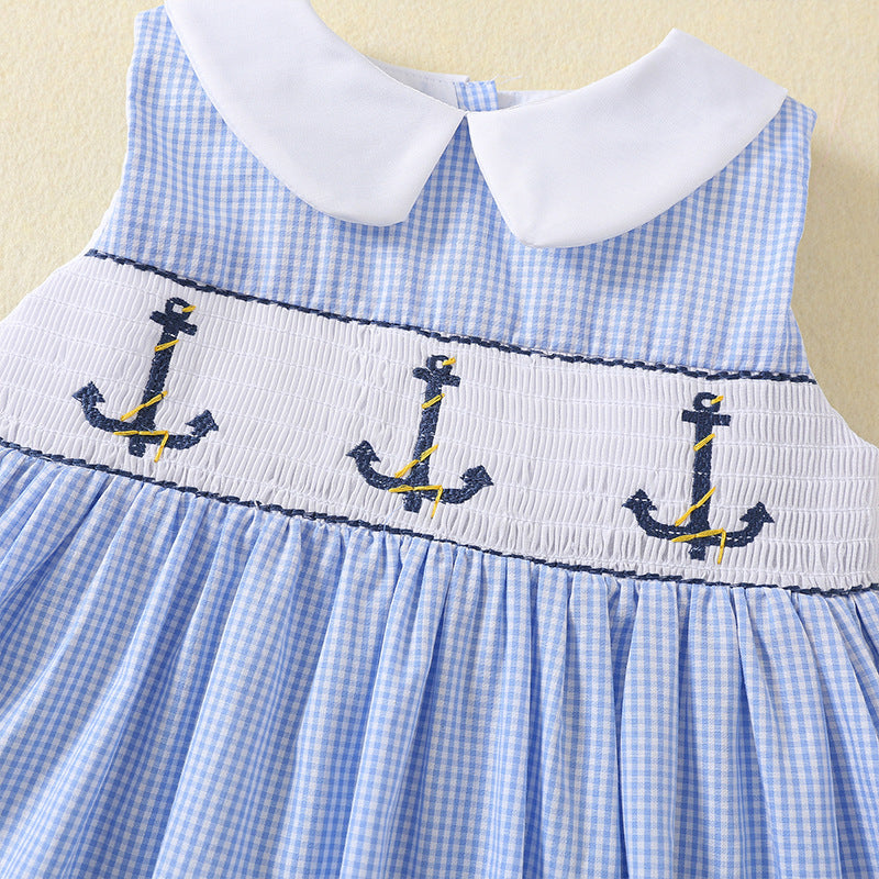 Sleeveless Doll Collar Embroidery Dress