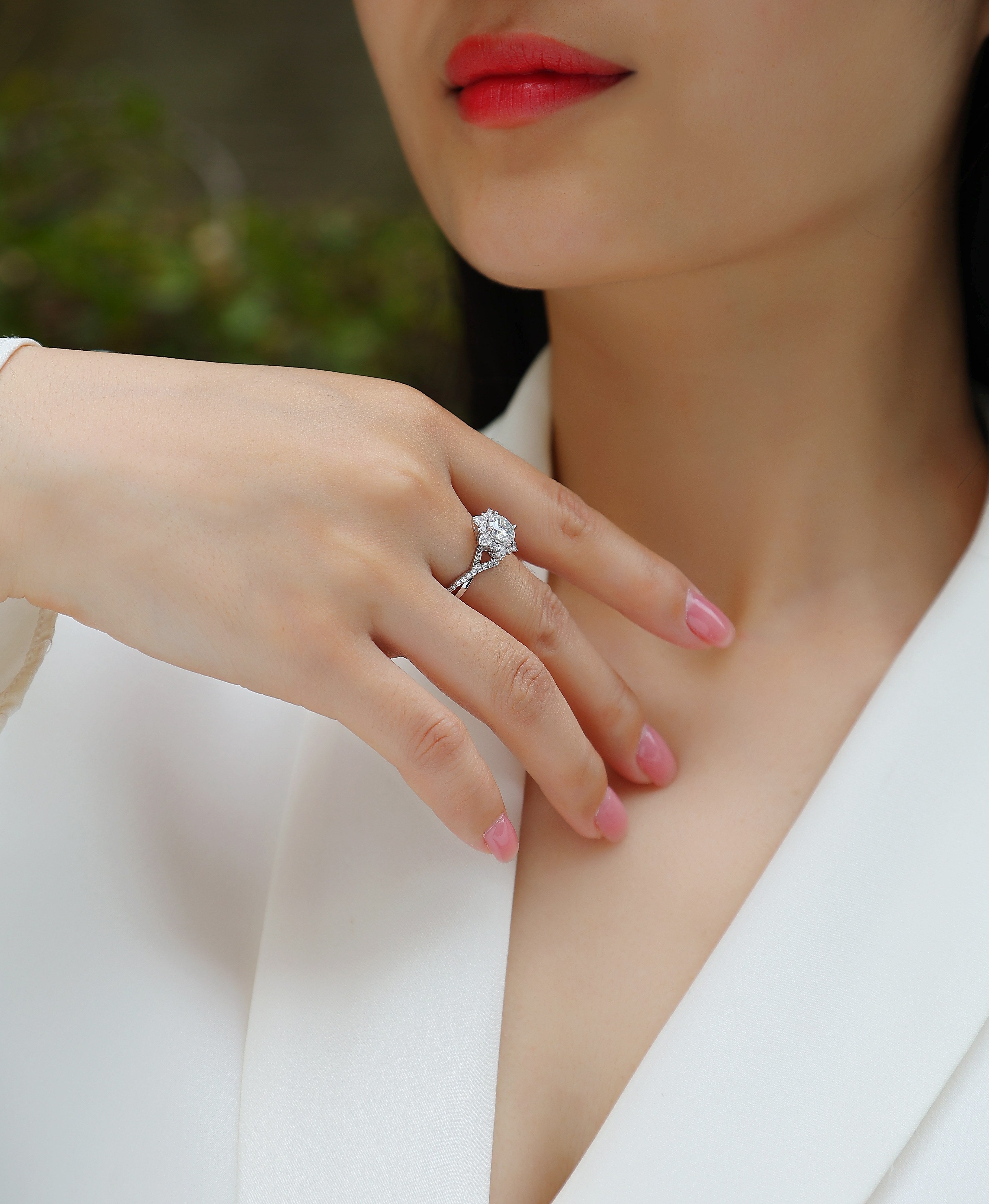 Hidden Poetry - A Wedding Ring Set With 1-carat Top-quality Moissanite S925 Silver And Platinum-plated Diamond Can Be Inspected With A Diamond Pen