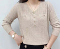 Long Sleeve Sweater V-neck Pullover Loose Thin