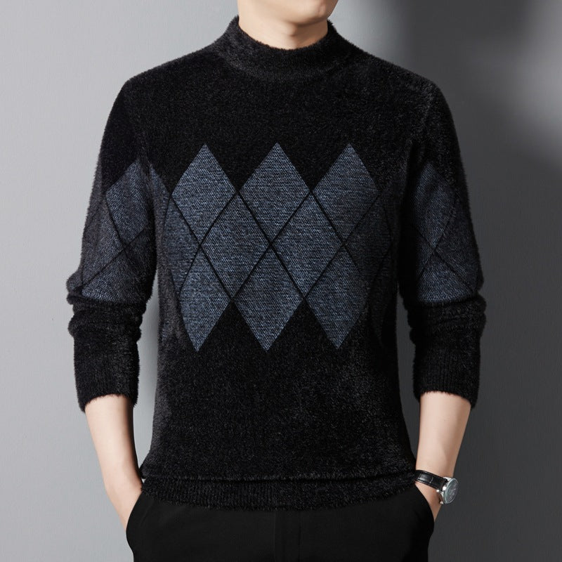 Men's  Round Neck Thickened Ferret Velvet Sweater