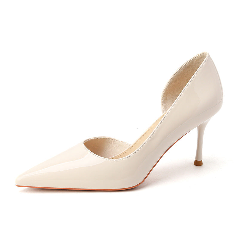 Korean Style Patent Leather High Heels | Diamond Sadaf
