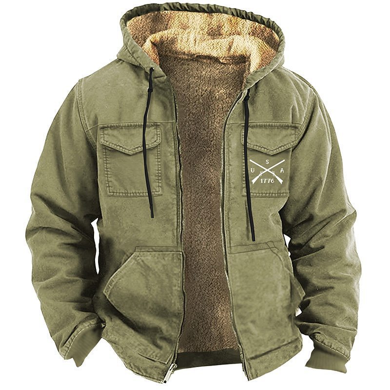 Thickened Pocket Double-layered Heavyweight Fleece-lined Cotton Coat