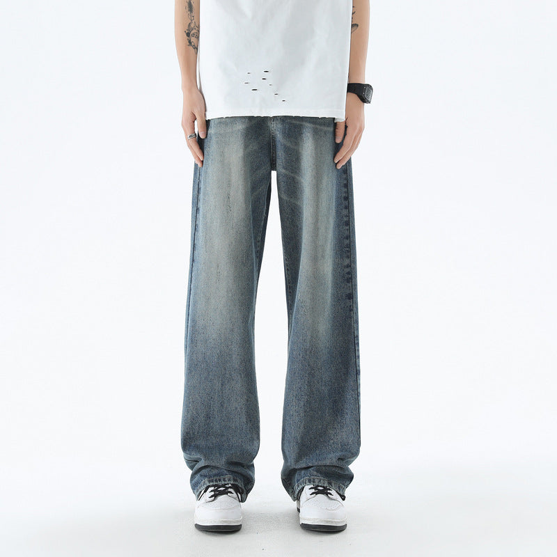 American Casual Blue Straight Jeans Men