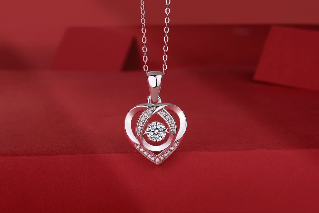 With You In My Heart - A Fashionable And Trendy Necklace Pendant Set With Top-quality Moissanite S925, Silver And Platinum-plated, Can Be Tested With A Diamond Pen