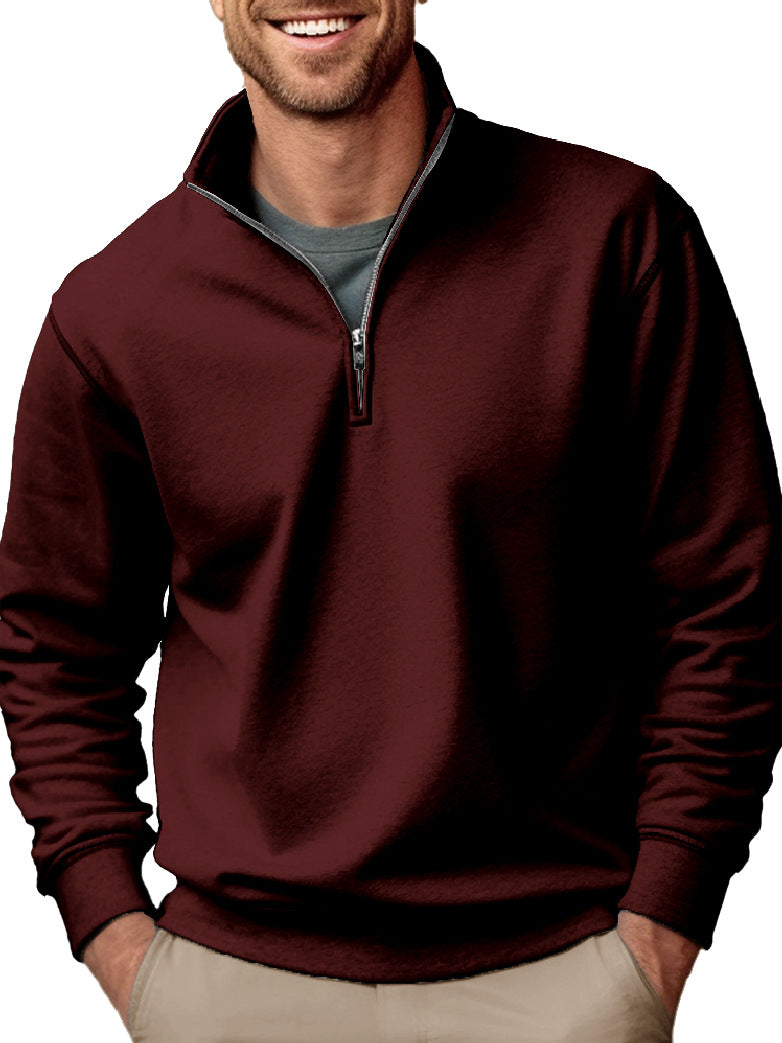 Casual Zipper Stand-up Collar  Sweater