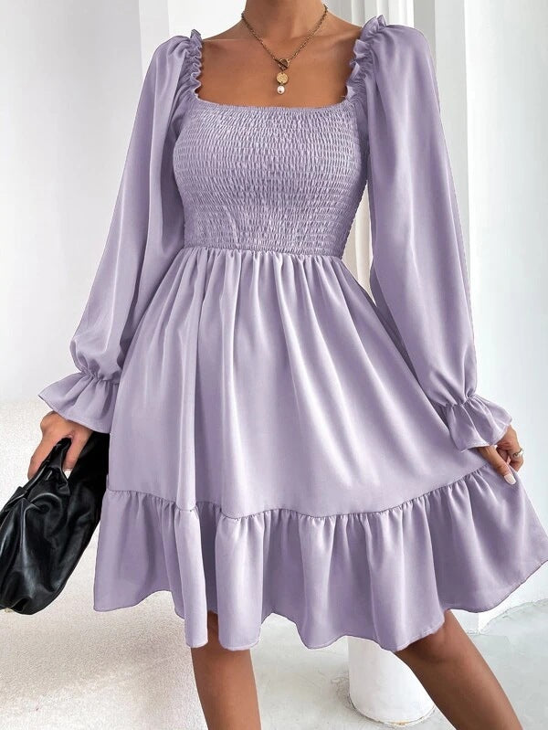 Flared Long Sleeve Dress