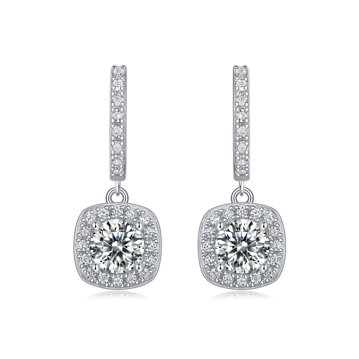 Dream Search - Earrings Set With 0.5-carat Top-quality Moissanite S925, Silver And Platinum-plated Stud Earrings, A Fashionable And Trendy Accessory That Can Be Tested With A Diamond Pen
