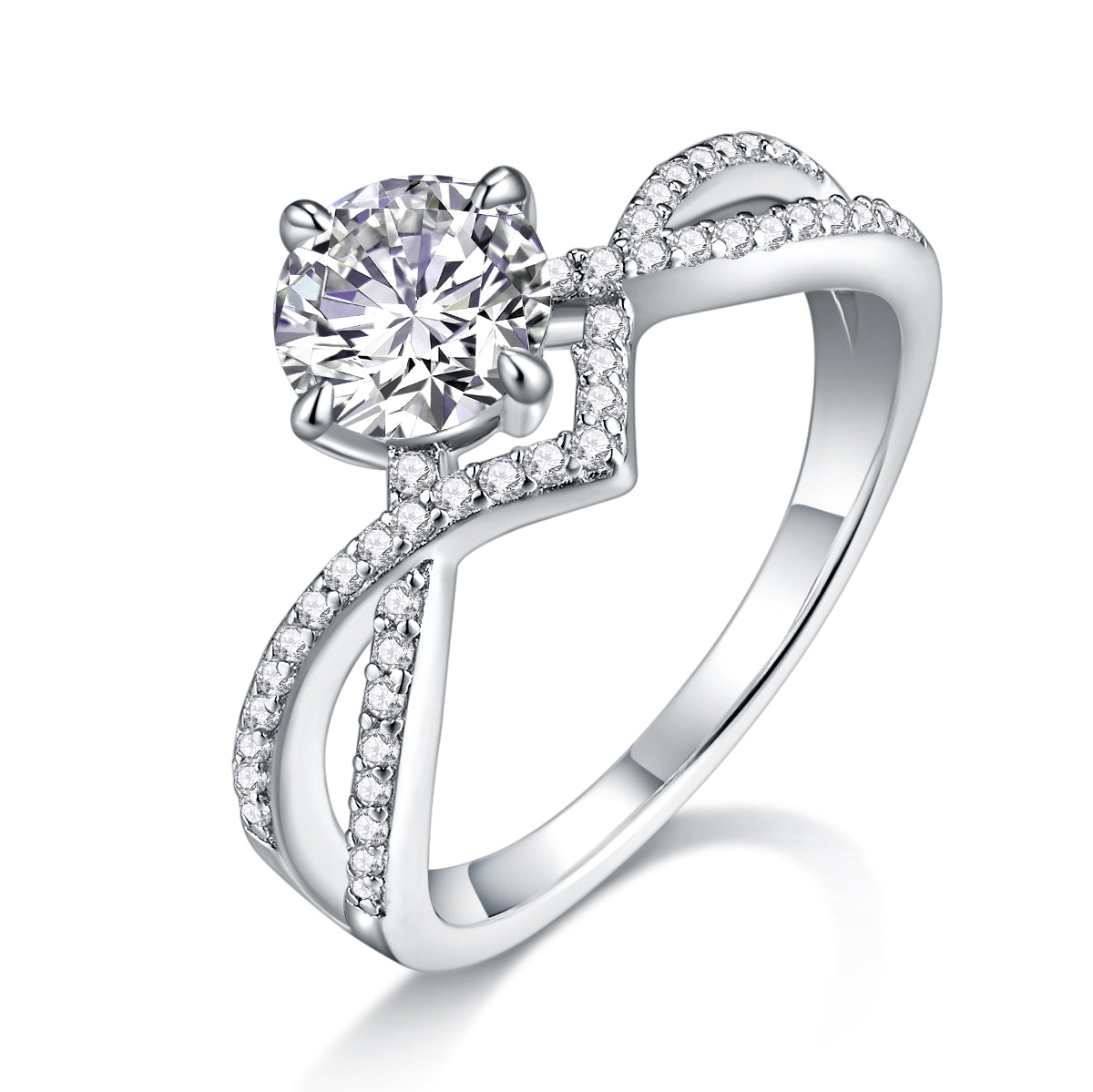 Sacred Vow - A Wedding Ring Set With 2-carat Top-quality Moissan S925 Silver And Platinum-plated Diamond. The Ring Can Be Inspected With A Diamond Pen