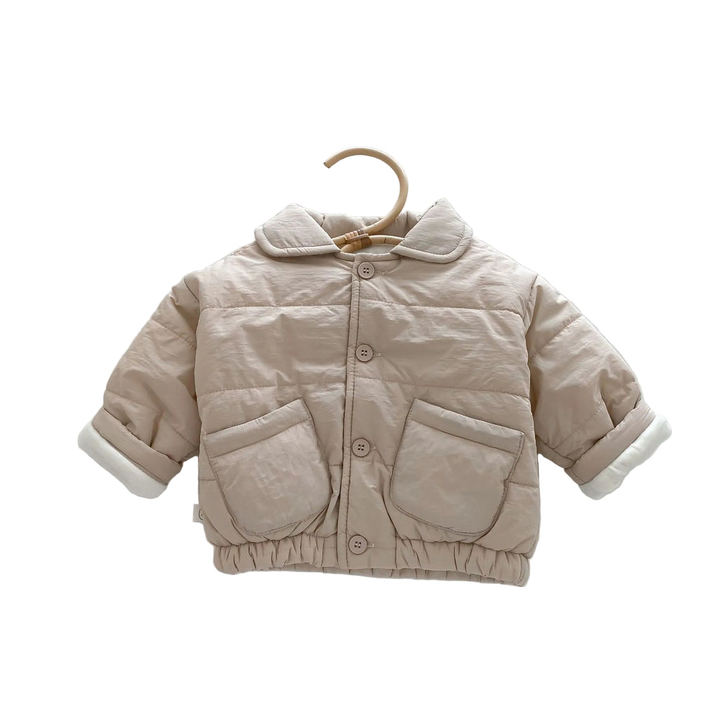 Children Pure Color Cotton Clothing Velvet Padded Thickened Coat