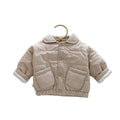 Children Pure Color Cotton Clothing Velvet Padded Thickened Coat