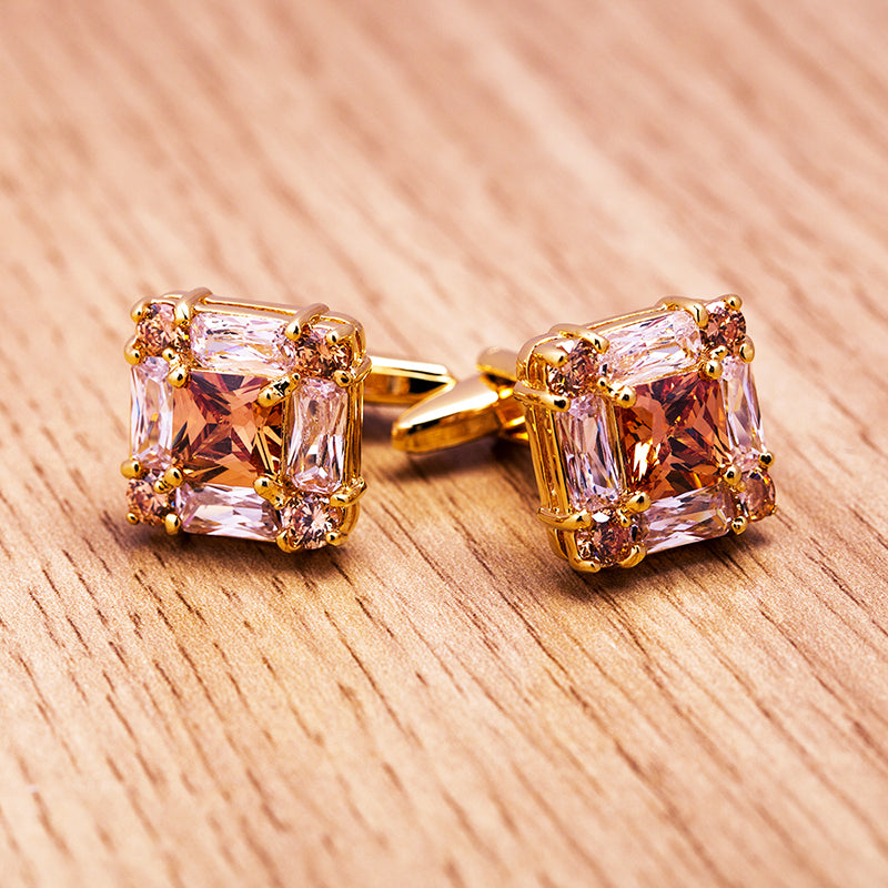 Tall Inlaid Champagne Gold Zircon Crystal Plated Cuff Nails